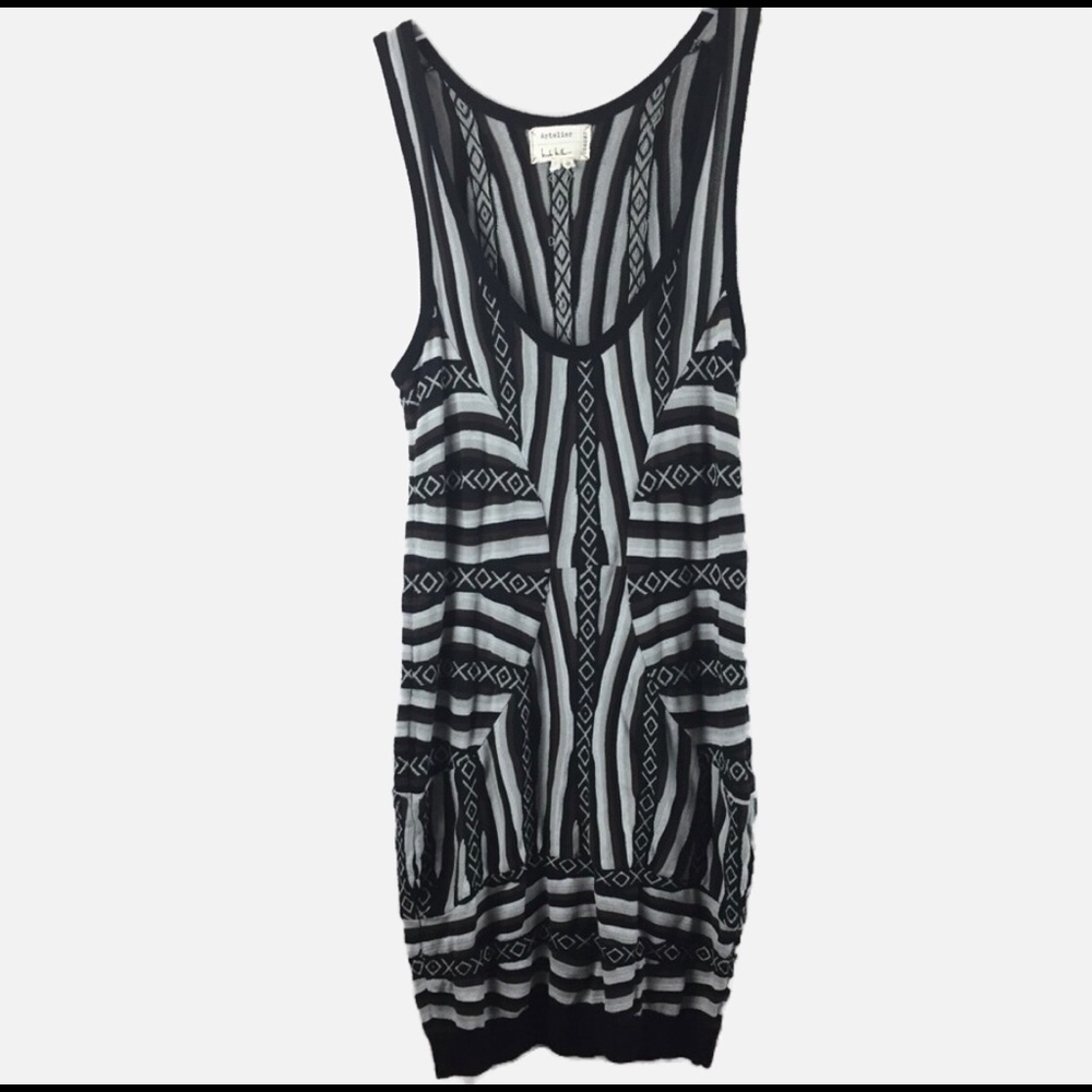 Nicole Miller Artilier dress bodycon Aztec tribal